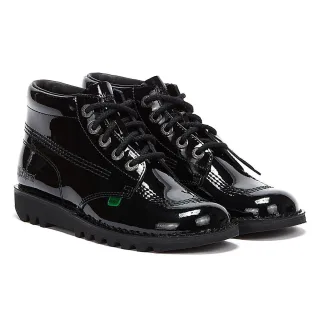 Kickers Kick Hi Womens Patent Stiefel - (Schwarz)