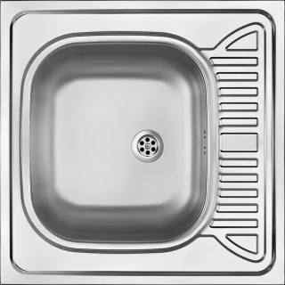 Neuesbad 1-Becken Spüle mit Abtropffläche, Satiniert, 600x600x165, 2'' mit Zubehör NB1DEZE601401