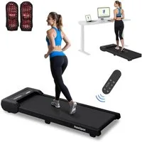 FLEXISPOT Laufband Walking Pad DynamiX, 1-6/10 km/h, LED-Display&Kabellose Fernbedienung (mit rutschfeste Lauffläche & 6 Stoßdämpfungspads), Mit Schmiermitteln&Fitness-Socken, für Zuhause & Büro, Max. 120 KG