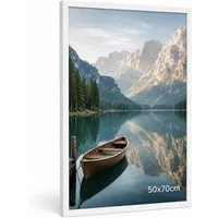 lindahandel Bilderrahmen Bilderrahmen 50x70 Weiß MDF Acrylglas Hoch-Querformat, für Poster, Fotos, Kunstdrucke & Puzzles 1000- 1500 Teile
