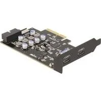 PCIe x4 zu 2x USB C + 1 x intern USB 10 Gbps Typ-E Key A + 19 Pin, Schnittstellenkarte