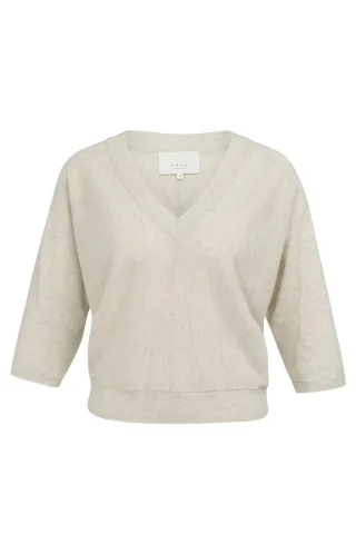 Yaya - Pullover mit V-Ausschnitt beige - Gr. - M