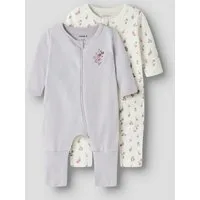 Name It Schlafanzug NBFNIGHTSUIT 2P ZIP FF FLOWER NOOS (Packung, 2 tlg) aus Baumwolle, bequeme Passform, mit Reißverschluss und Kinnschutz
