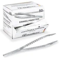 DocMed Pinzette Einmalpinzetten - steril, Spar-Packung, 50-tlg., Ergonomische Passform, Praktische Aufbewahrungsbox