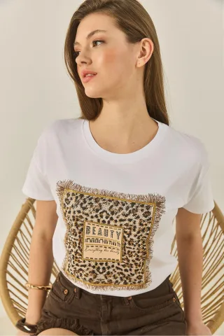 Leopardenmuster Crew Neck T-Shirt