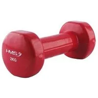 HMS Kurzhantel Fitness 17023 aus Gusseisen mit Vinylbeschichtung 2kg rot- 1 Stück