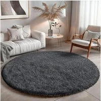 OTTO home Hochflor-Teppich Banji, rund, Höhe: 37 mm, Uni Farben, weich und flauschig, auch als rechteckig erhältlich