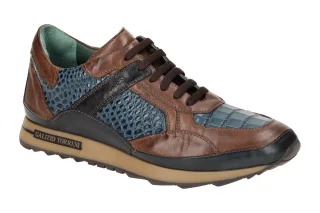 Galizio Torresi 415128B Sneakers blau-nougat Echtleder Gummisohle herrenschuhe