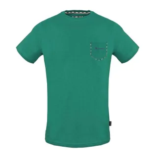 Aquascutum Herren Karo T-Shirt mit falscher Tasche (Grün)