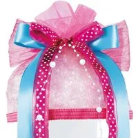Roth Ideen Schultüte ROTH Schultütenschleife "Pink Dots", hellblau/pink/weiß