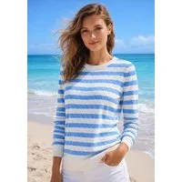 Laura Scott Ajourpullover im sommerlich leichtem Frühlings-Look leichter Übergangspullover mit zartem Ajourmuster und Streifen