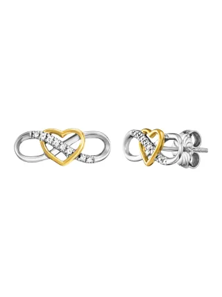 Julie Julsen Ohrstecker 925/- Sterling Silber rhodiniert/vergoldet 16 Zirkonia Infinity