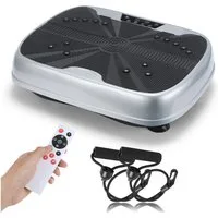 oyajia Vibrationsplatte 4D Vibrationsplatte Profi-Ganzkörpertraining für Zuhause,Leise Motoren, 200 W, 99 Intensitätsstufen, (Fitnessgerät für Muskelaufbau & Fettverbrennung, mit Magnetfeldmassage), Inkl. Fernbedienung & Trainingsbänder - LED Display