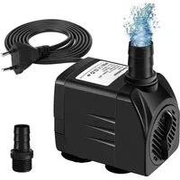TUWENA Springbrunnenpumpe Mini Wasserpumpen(1000L/H,15W),Ultra Leise Aquarium Pumpe mit Hohe Hub, Brunnenpumpe mit 1,5m Netzkabel,1 Düsen für Aquarien,Teich,Hydrokultur