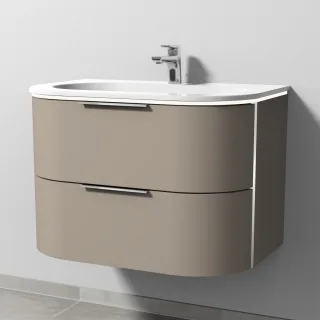 Sanipa 4balance Keramik-Set mit 2 Auszügen und LED-Beleuchtung, Sandgrau-Matt, DG41267 DG41267