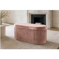 riess-ambiente Polsterbank ÉLAN 80cm rosa - Samt, Sitzbank, mit Stauraum, faltbar, abgerundet (Einzelartikel, 1-St), Eleganter Sitz mit Steppung - ideal für stilvolle & moderne Wohnräume