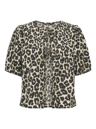 ONLY - ONLJENNA S/S TIE 2-WAY TOP WVN NOOS Birch - Gr. - M