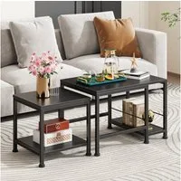 OYRREU Couchtisch stapelbarer Satztisch Set, 4 Ablageflächen, OTTO'S CHOICE (Sofatisch, Wohnzimmertisch 2er), Metallgestell, stabil, platzsparend, Mehrzwecktisch