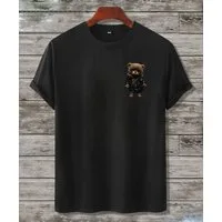 RMK T-Shirt Herren Shirt Rundhals Basic Druck (Teddybär Sonnenbrille Lederjacke) aus Baumwolle