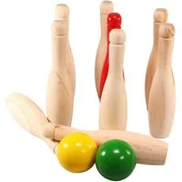 Alert Spielzeug-Gartenset Garten Kegel Bowling Set aus Holz Alert-Outdoor