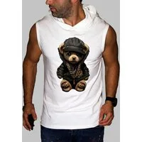 RMK Tanktop Herren Tanktop Muskelshirt Gym Ärmellos Shirt mit Teddybär Druck aus Baumwolle