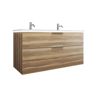 Burgbad Mineralguss Waschtisch-Set Eqio Frassino Dekor Cappuccino/Alpinweiss, SEZF122F3437C0001 SEZF122F3437C0001