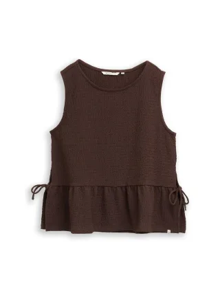 Denim Tom Tailor - Loose Fit Peplum Top cool dark brown - Gr. - S