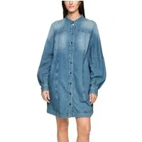 Marc Cain Jeanskleid City Vibing Premium Damenmode Minikleid mit kleinem Stehkragen