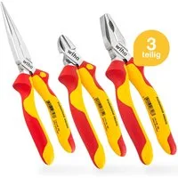 Wiha Zangenset Professional electric (26852) - 3 tlg., 3-tlg., Kombizange 180 mm, Flachrundzange 200 mm, Seitenschneider 160 mm, VDE