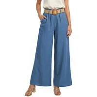 dy_mode Palazzohose Damen High Waist Palazzohose Weitbein Hose Schlupfhose Sommer Strand in Unifarbe, High Waist, mit elastischem Bund