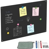 relaxdays Magnettafel Stahl beschreibbar, schwarz, 50 x 30 cm