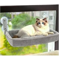 SURFOU Katzen-Hängematte Katzenfensterliege Katzen hängematte mit Saugnäpfen Fenster Katzenbett, 30*52*10cm, mit 4 stabilen Saugnäpfen. tragkraft bis 18 kg, abnehmbar
