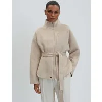 someday Wolljacke VEVA Regular mit Bindegürtel tailliert, gekämmte Oberfläche