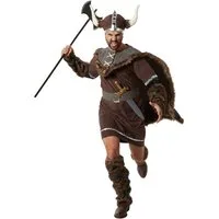 dressforfun Wikinger-Kostüm Nordfrau/Kriegerin Wikinger, in braun, Gr. XXL, Mit Oberteil, Gürtel, Umhang und mehr, Komplettes Set: Alle wichtigen Accessoires inkl.