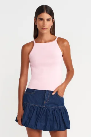 Schlankes Fit Halter Strickbluse mit Schleifendetail