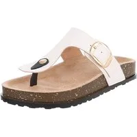 Ital-Design Modische Flip-Flops mit Schnalle für Damen Zehentrenner (91512237) Flach Zehentrenner in Weiß