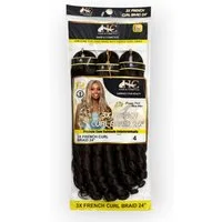 HC Kunsthaar-Extension French Curl Crochet Braid 3X, 24 Zoll (60 cm), 250 g, Voluminös, Lockig, Hitzebeständig, Weich, Natürlich, Vielseitig