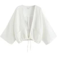 Next Shirtjacke Bomberjacke aus Leinen mit Bindedetail vorne (1-tlg)