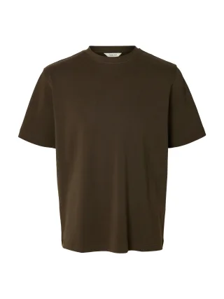 SELECTED MEN - SLMTAJ MID WGT PEACH SS O-NECK TEE NOOS Turkish Coffee - Gr. - XXL