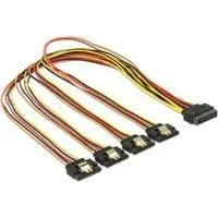 Kabel SATA 15Pin Stecker > 4x SATA 15Pin Buchse schwarz/rot, 50cm
