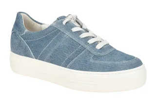 Paul Green Damen Sneaker 5230-075 PG 5230 Blau Denim Veloursleder Textil Frot...