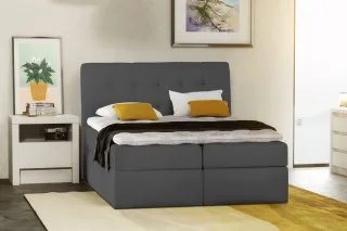 Boxspringbett Schlafzimmerbett TURIN Kunstleder Anthrazit 180x200 cm