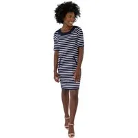 Gio Milano Sweatkleid Gio Milano Kleid mit Streifen und U-Boot Ausschnitt 2 Eingrifftaschen