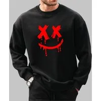 RMK Rundhalspullover Herren Pullover Sweatshirt Hoodie Pulli Smile Smiley Oversize mit lizenziertem Print
