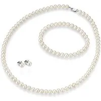 Firetti Schmuckset Multipack Schmuck Geschenk Silber 925 Halskette Armband Ohrstecker (Set, 4-tlg), Made in Germany - mit Süßwasserzuchtperlen
