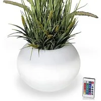 Arnusa Blumentopf beleuchteter Blumenkübel RGB Leucht Vase Akku Pflanzkübel, 35x24 cm kabellos oder mit Netzteil nutzbar