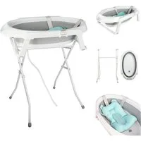 JEOBEST Babybadewanne Baby Badewanne mit Gestell, Baby Wanne mit Badematte, Faltbare, (Baby Pflegeset für Neugeborene), Babywanne, Sitz, Ständer, Abfluss