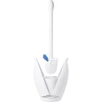 OXO WC-Reinigungsbürste WC-Garnitur Good Grips 2-teilig Kunststoff ca. 12,5x47,5cm weiß, Mit automatisch öffnendem Halter, Abtropfschale, Belüftungsschlitzen