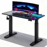 FLEXISPOT Schreibtisch Höhenverstellbarer Gaming-Schreibtisch (Dual-Motor-Technologie, LED-Gaming-Beleuchtung, ergonomisches Design), 120×70 cm, 120 kg belastbar, Schwarz
