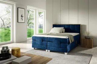 Boxspringbett Elektrisch Bett HENRY 140x200cm in Stoff Fresh Blau